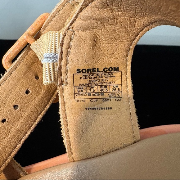 Sorel Joanie III Tan Leather Strappy Platform Wedge Sandals Size 9.5 - Picture 8 of 8